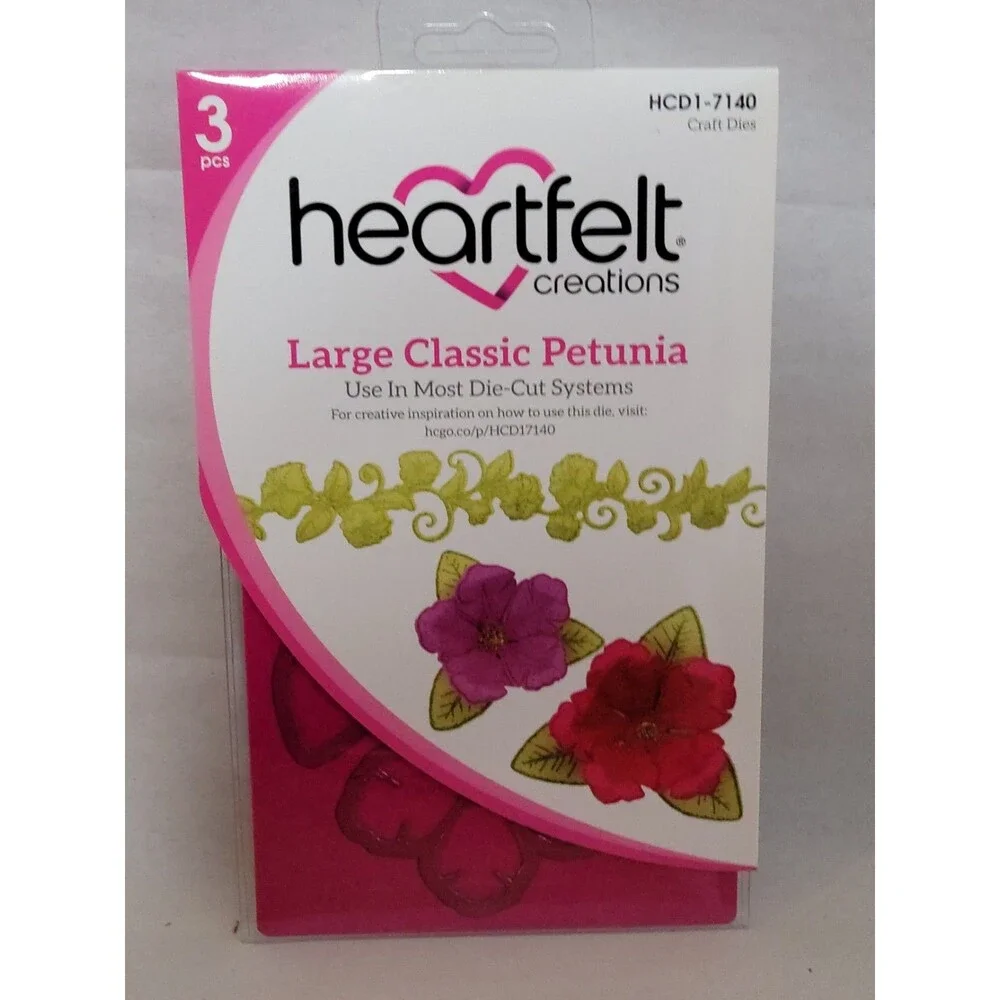 Heartfelt Creations Large Classic Petunia Craft Dies Cling Stamps Scrapbook